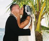 bride kissing groom